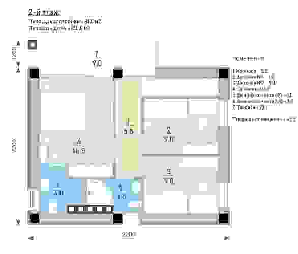 Проект дома RND №5. План второго этажа. Общая площадь помещений - 45,5 м2